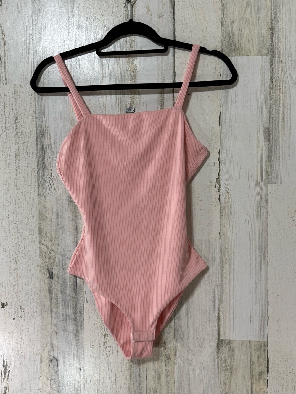 Pink Lily Ribbed Light Pink Bodysuit
